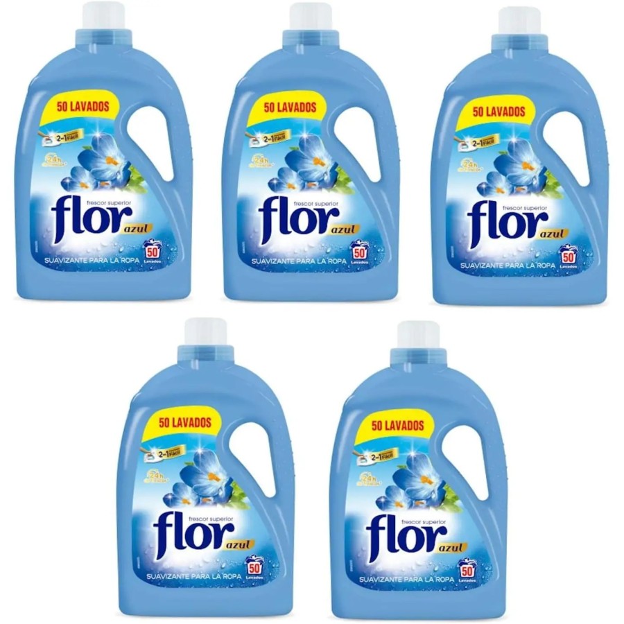 FLOR Suavizante Azul 50 Lavados 2 Litros Caja 5 Unidades