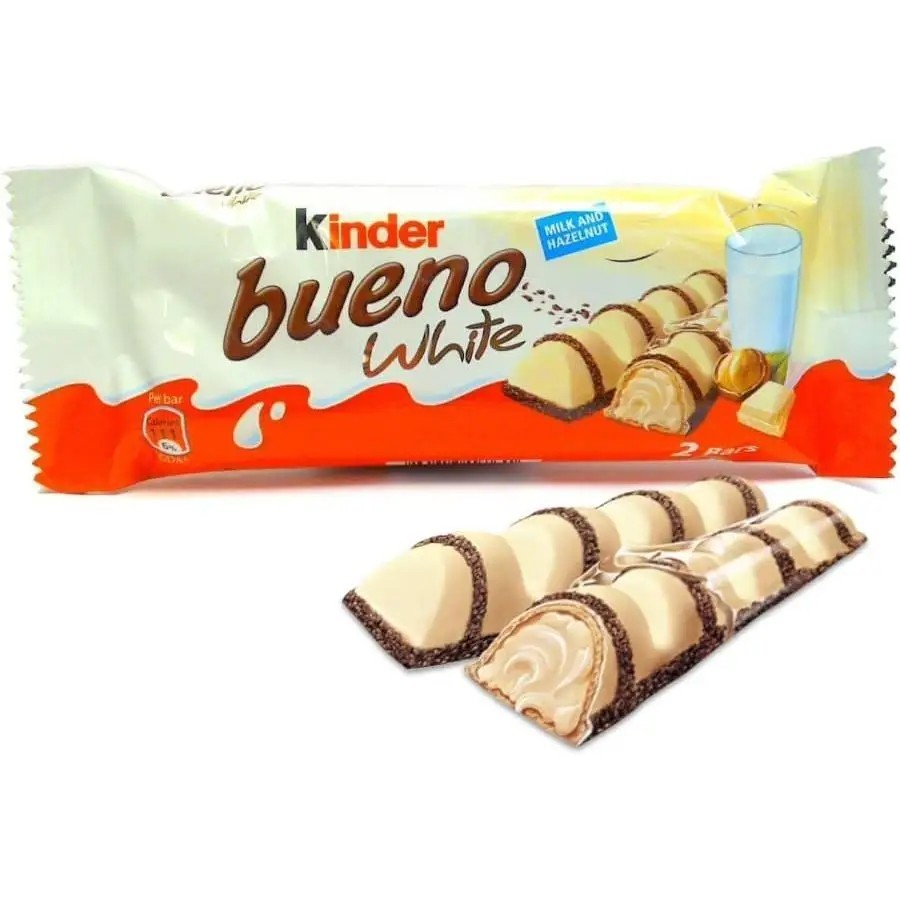 Kinder Bueno White ,Caja de 30 unidades,Barritas de Chocolate Blanco y Kinder Bueno White ,Caja de 30 unidades,Barritas de Chocolate Blanco y