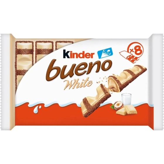 Kinder Bueno White ,Caja de 30 unidades,Barritas de Chocolate Blanco y Kinder Bueno White ,Caja de 30 unidades,Barritas de Chocolate Blanco y