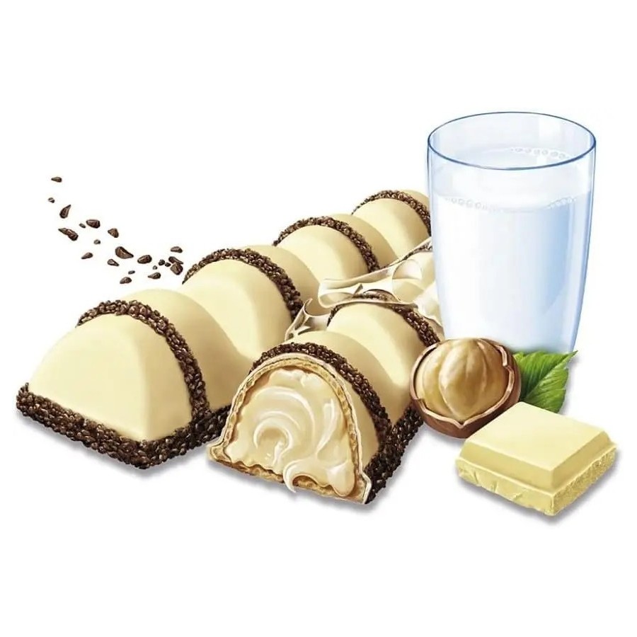 Kinder Bueno White ,Caja de 30 unidades,Barritas de Chocolate Blanco y