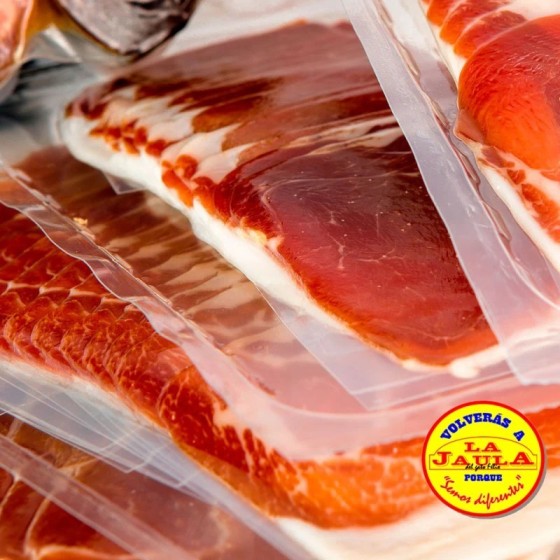 LONCHAS DE JAMON CURADO GRAN RESERVA LA JAULA 1 KILO APROX SERRANO + Q