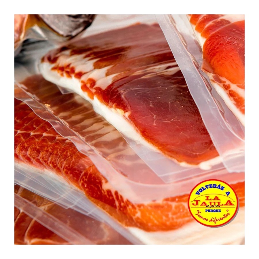 LONCHAS DE JAMON CURADO GRAN RESERVA LA JAULA 1 KILO APROX SERRANO + Q