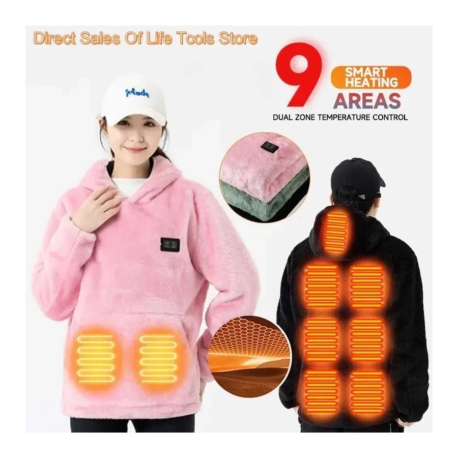 Suéter de lana de Coral con calefacción para parejas, ropa cálida con Suéter de lana de Coral con calefacción para parejas, ropa cálida con