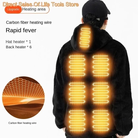 Suéter de lana de Coral con calefacción para parejas, ropa cálida con Suéter de lana de Coral con calefacción para parejas, ropa cálida con