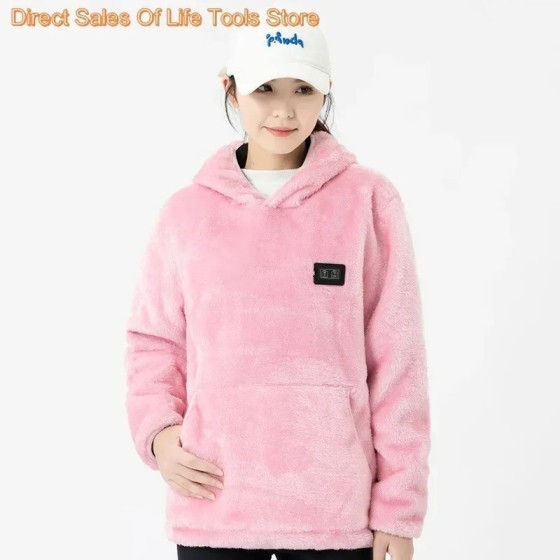 Suéter de lana de Coral con calefacción para parejas, ropa cálida con Suéter de lana de Coral con calefacción para parejas, ropa cálida con