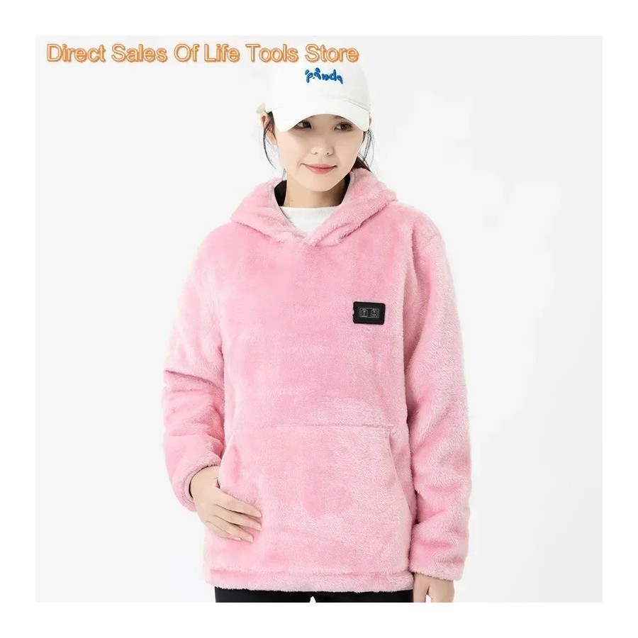 Suéter de lana de Coral con calefacción para parejas, ropa cálida con 