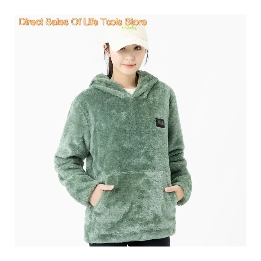Suéter de lana de Coral con calefacción para parejas, ropa cálida con 