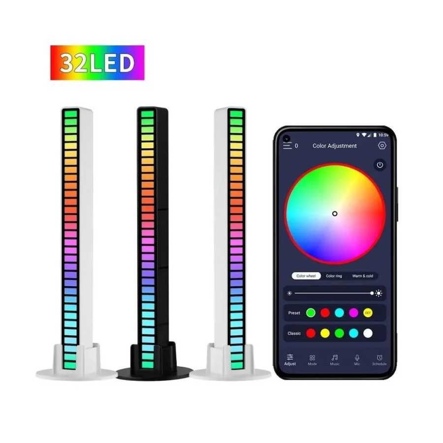 Barra de luz RGB inteligente de 32 LED, lámpara de recogida ambiental 