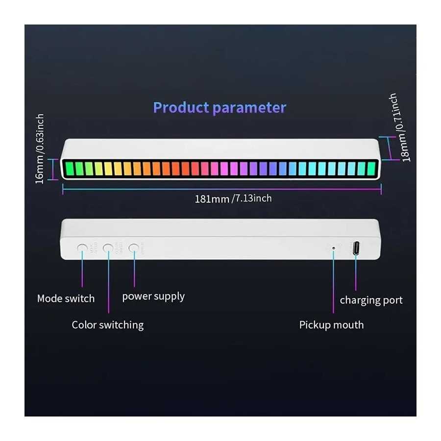 Barra de luz RGB inteligente de 32 LED, lámpara de recogida ambiental 