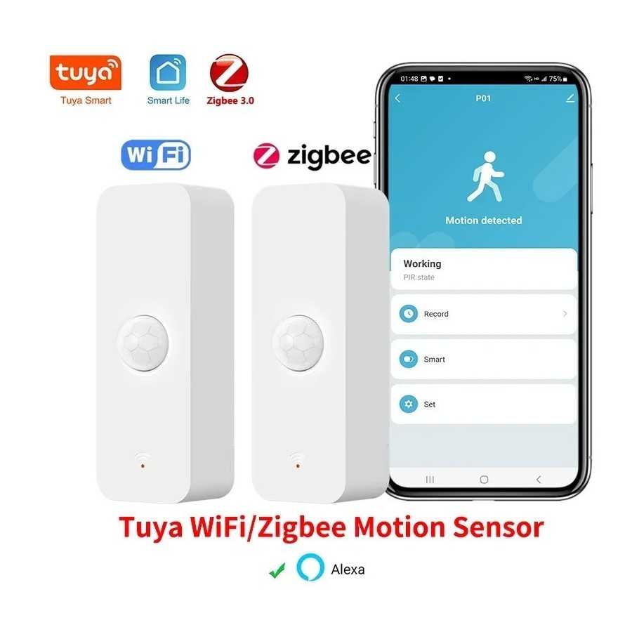 Tuya-Sensor de movimiento Zigbee PIR para el hogar, Detector infrarroj