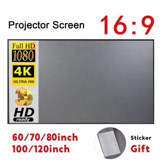 Pantalla de proyector portátil, cortina Simple antiluz de 60/70/80/100