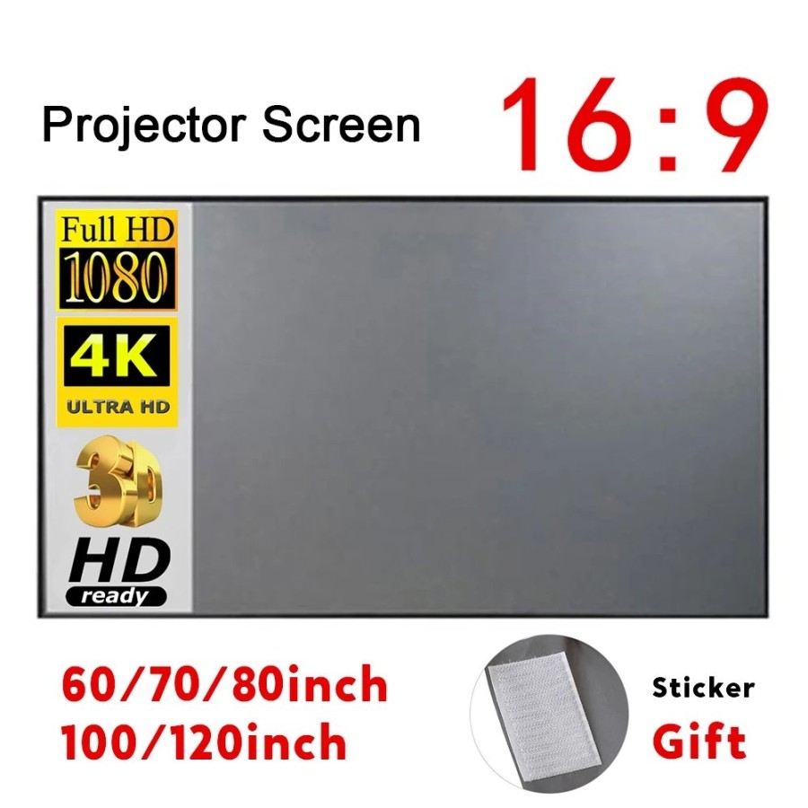 Pantalla de proyector portátil, cortina Simple antiluz de 60/70/80/100 Pantalla de proyector portátil, cortina Simple antiluz de 60/70/80/100