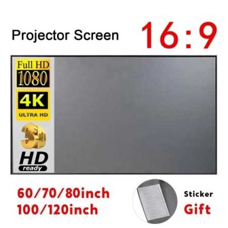 Pantalla de proyector portátil, cortina Simple antiluz de 60/70/80/100/120 pulgadas, pantallas de proyección para el hogar, proy