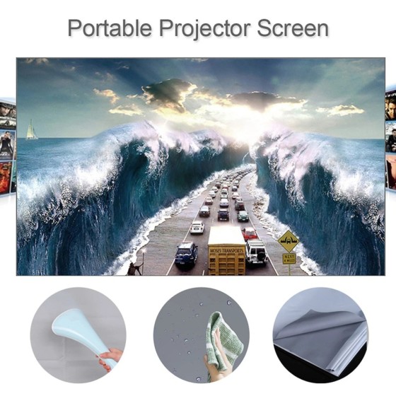 Pantalla de proyector portátil, cortina Simple antiluz de 60/70/80/100 Pantalla de proyector portátil, cortina Simple antiluz de 60/70/80/100