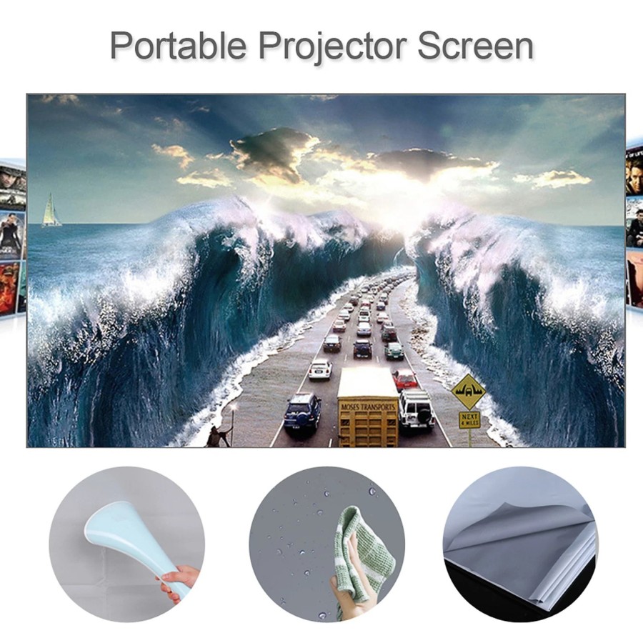 Pantalla de proyector portátil, cortina Simple antiluz de 60/70/80/100 Pantalla de proyector portátil, cortina Simple antiluz de 60/70/80/100