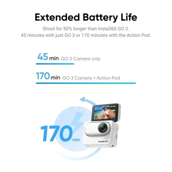Insta360-Mini Cámara de Acción GO 3, batería adicional, 10m, impermeab