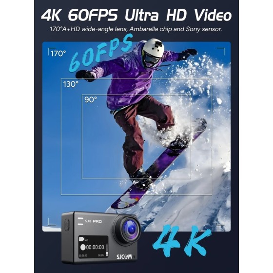 SJCAM-Cámara de acción SJ8 Pro 4K 60fps, dispositivo resistente al agu SJCAM-Cámara de acción SJ8 Pro 4K 60fps, dispositivo resistente al agu