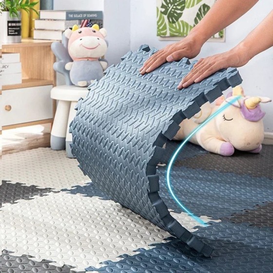 Alfombra de juego entrelazada de 16 piezas para bebé, alfombra gruesa 