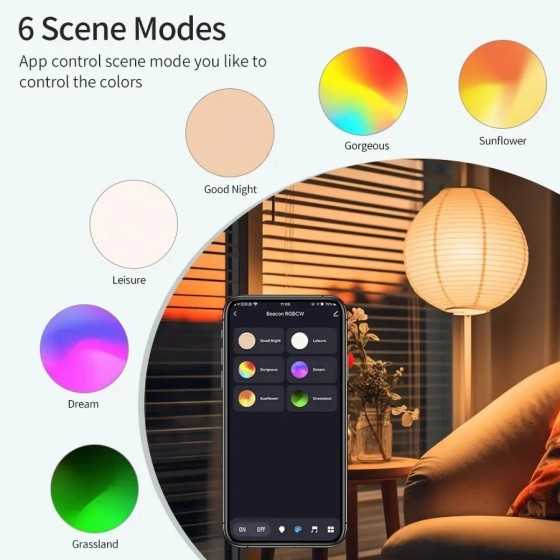 Bombilla LED inteligente con Bluetooth, lámpara RGB regulable con Cont