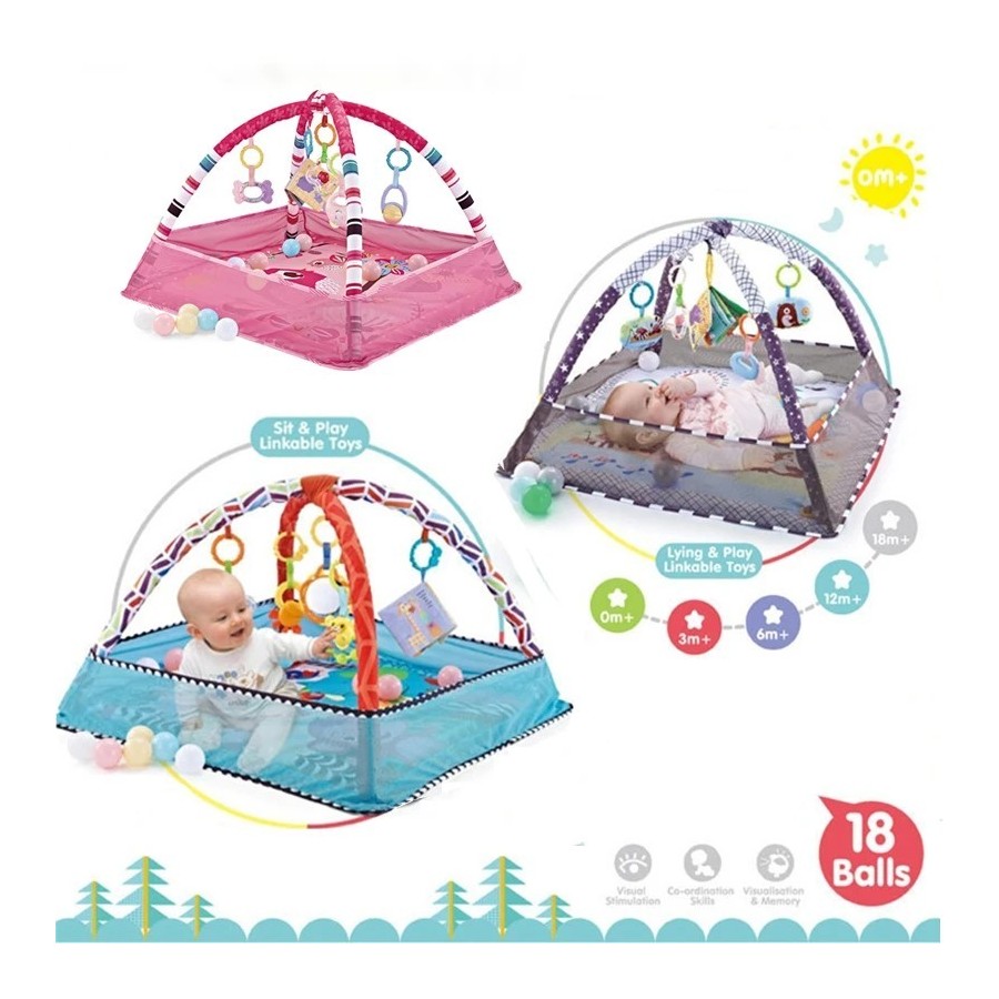 Manta de juego para gatear con marco de Fitness para bebé, estera educ