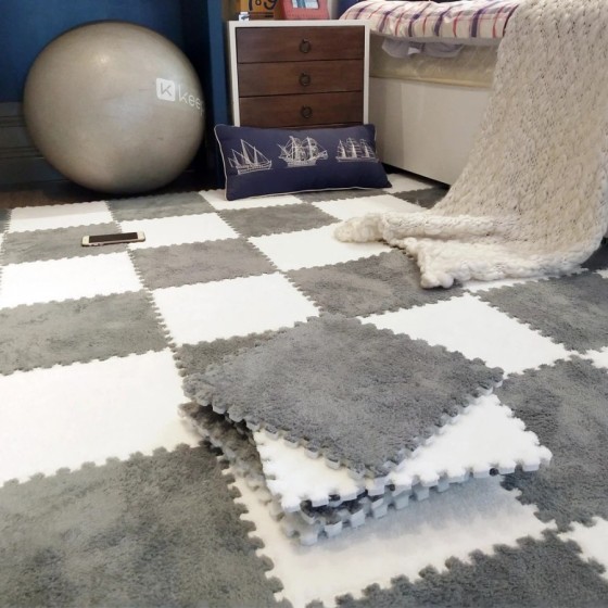 Alfombra de juego de felpa suave para niños, Alfombra de rompecabezas 