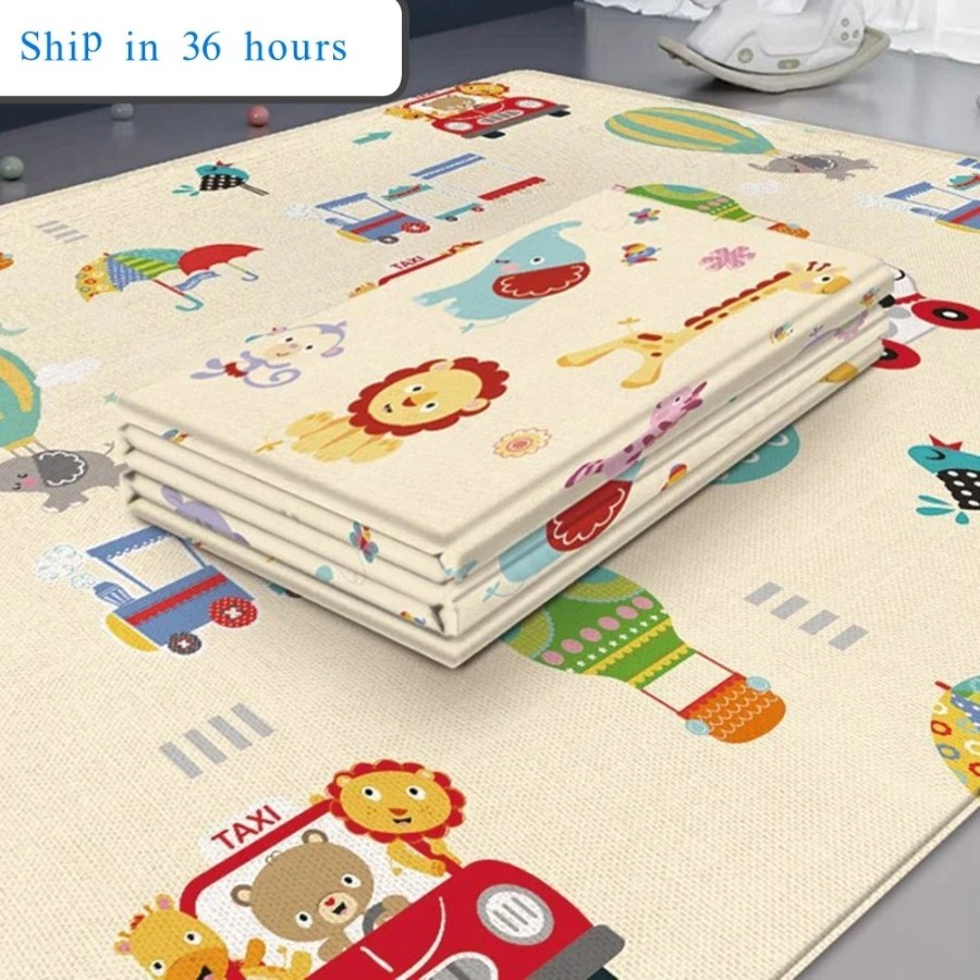 Alfombra plegable no tóxica para juegos de bebés, tapete educativo par