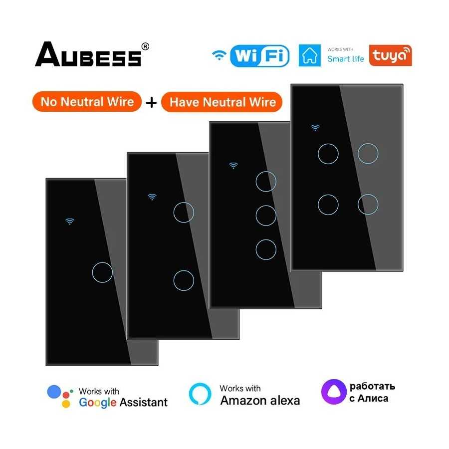Aubess-interruptor de luz inteligente para el hogar, dispositivo inalá