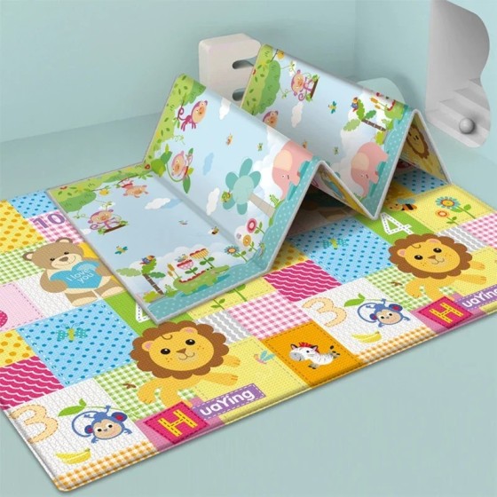 Alfombra plegable no tóxica para juegos de bebés, tapete educativo par