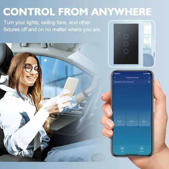 Aubess-interruptor de luz inteligente para el hogar, dispositivo inalá