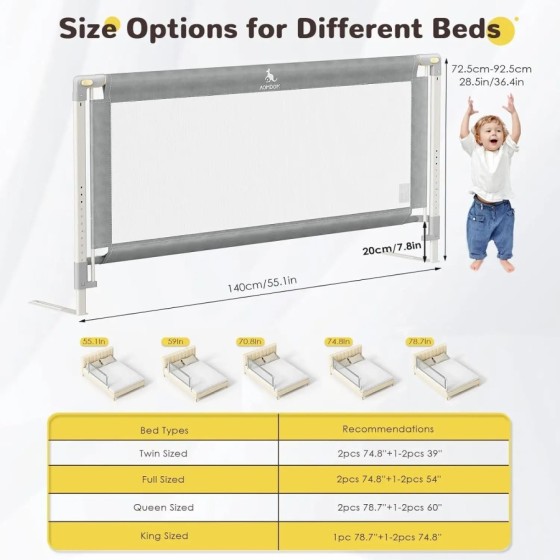 Barrera de seguridad portátil para niños, accesorio de cama para recié Barrera de seguridad portátil para niños, accesorio de cama para recié
