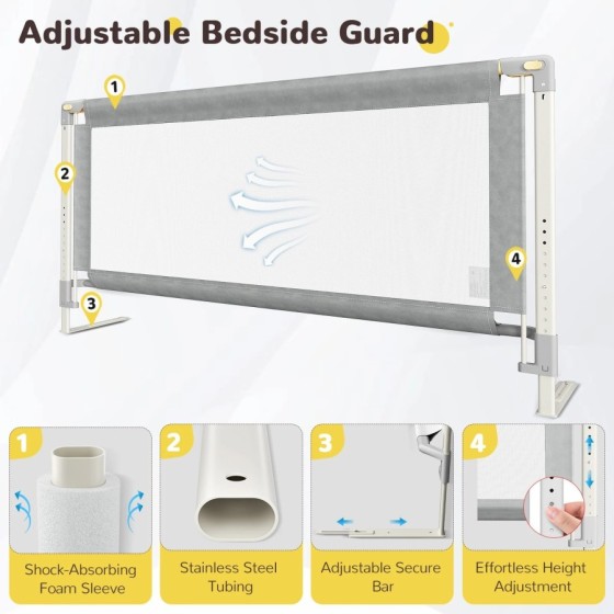 Barrera de seguridad portátil para niños, accesorio de cama para recié Barrera de seguridad portátil para niños, accesorio de cama para recié