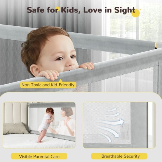Barrera de seguridad portátil para niños, accesorio de cama para recié Barrera de seguridad portátil para niños, accesorio de cama para recié