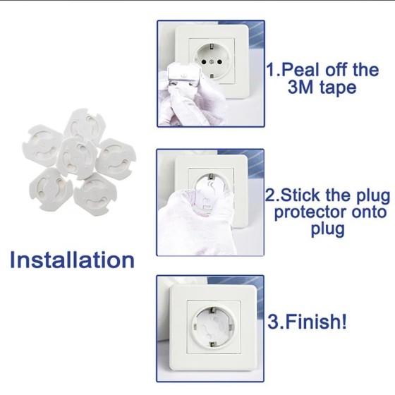 10x Protector enchufe seguridad niños bebes schuko europeo EU con adhe
