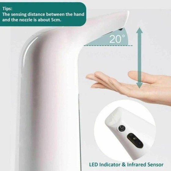 Dispensador automático de jabón desinfectante, Sensor infrarrojo manos