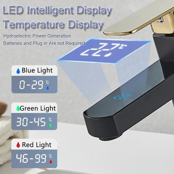 Shinesia-grifo para lavabo de baño, mezclador de temperatura Digital L