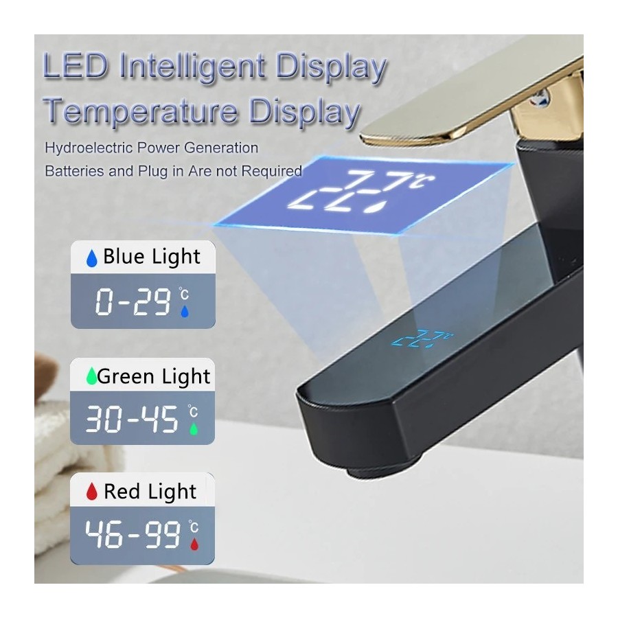 Shinesia-grifo para lavabo de baño, mezclador de temperatura Digital L