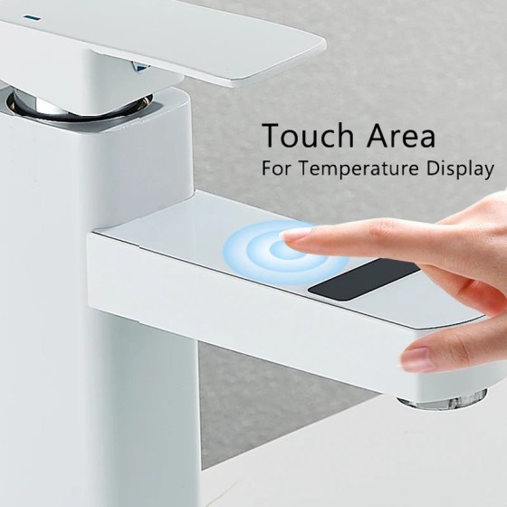 Shinesia-grifo para lavabo de baño, mezclador de temperatura Digital L