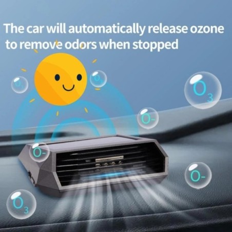 Purificador de aire Solar para coche, limpiador de oxígeno, generador de ozono, filtro HEPA, eliminador de humo, desodorante de 