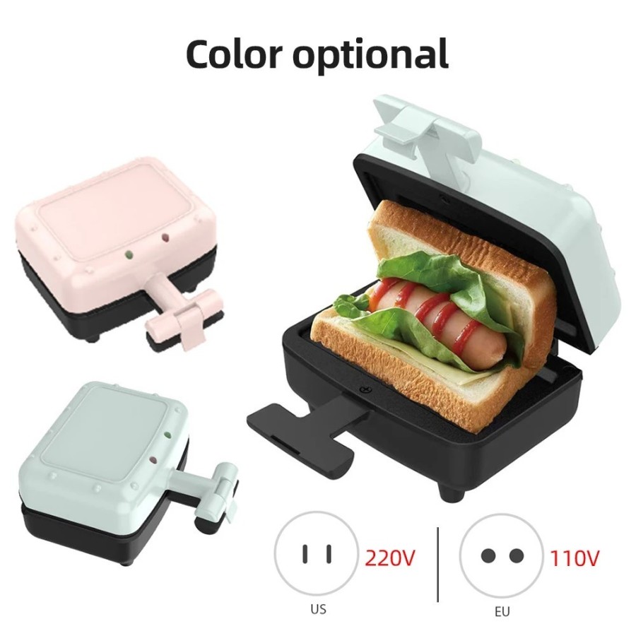 Sandwichera eléctrica compacta para desayuno, con placas antiadherente