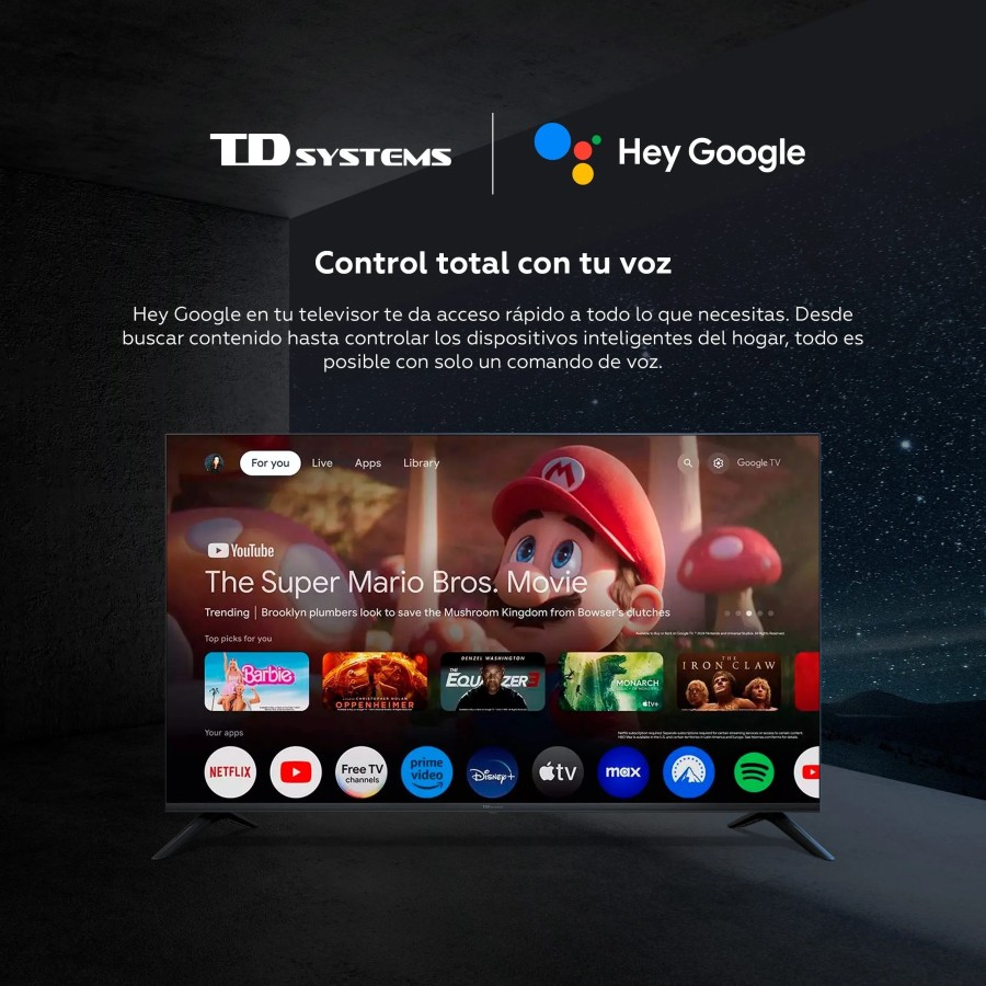Smart TV 32 pulgadas HD Hey Google Official Assistant con control por 