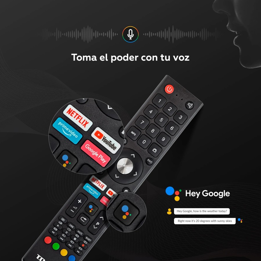 Smart TV 32 pulgadas HD Hey Google Official Assistant con control por 