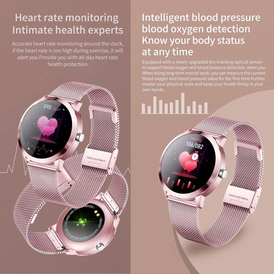 Reloj Inteligente Mujer, Smartwatch Deportivo a Prueba de Agua IP68, 1