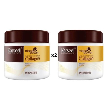 KARSEELL - Pack de 2 - Mascarilla Pelo - Máscara Capilar - Reparación Profunda - Cabello Seco Dañado - Colágeno y Aceite de Argá