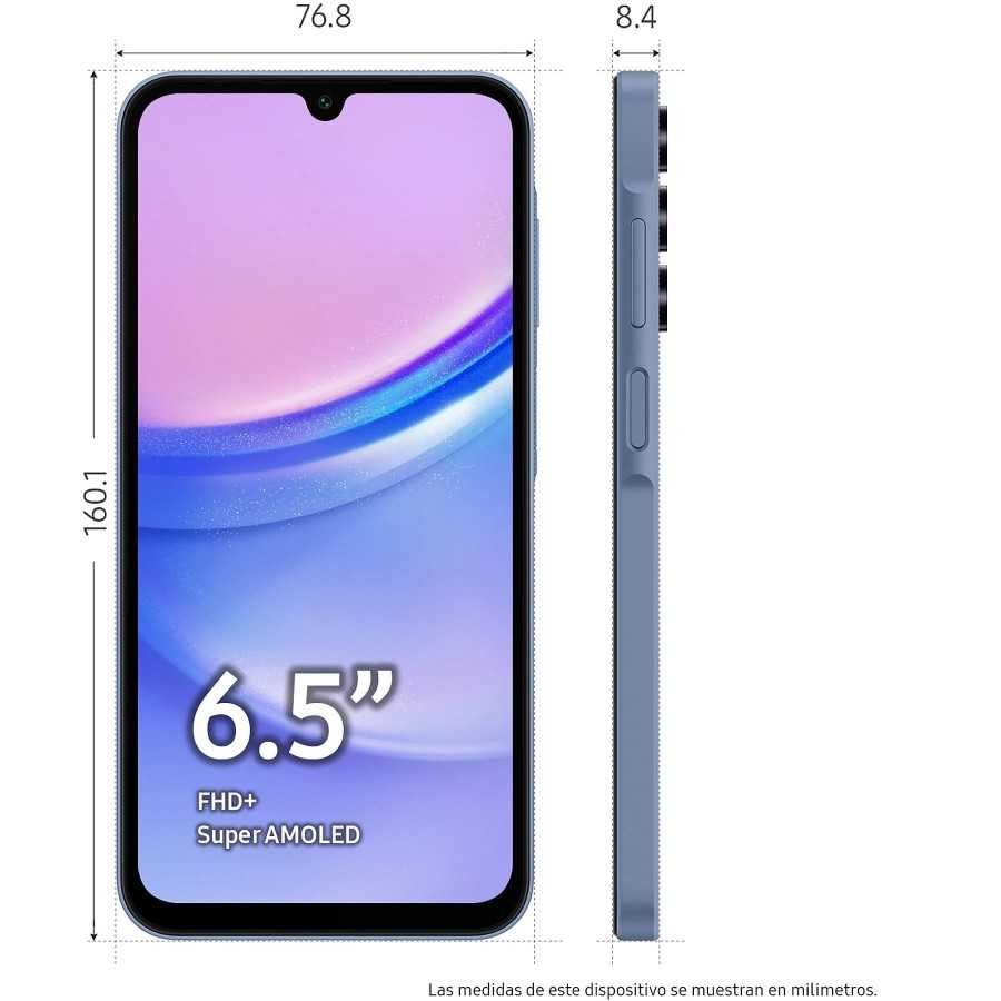 Samsung Galaxy A15 LTE, Azul, 256GB, 8GB RAM, 6.5" FHD+, MediaTek G99 Octa-Core, 5000mAh, Android 14
