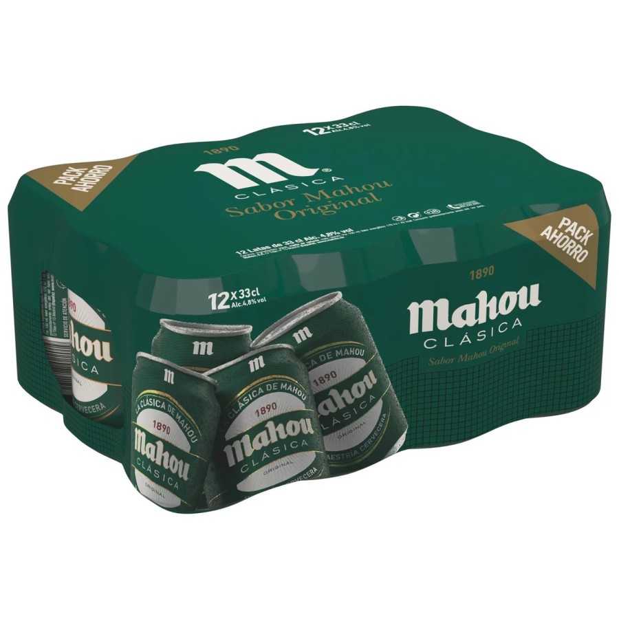MAHOU CLASICA Cervezas pack de 12 latas de 33 centilitros