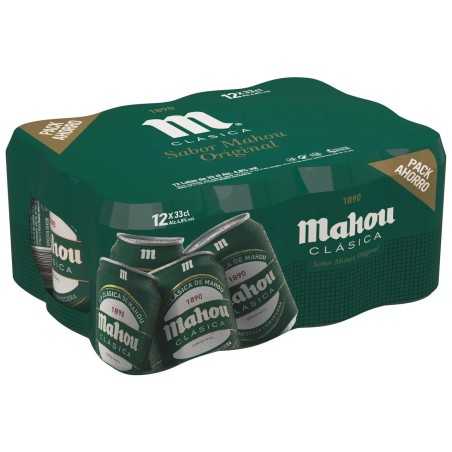 MAHOU CLASICA Cervezas pack de 12 latas de 33 centilitros