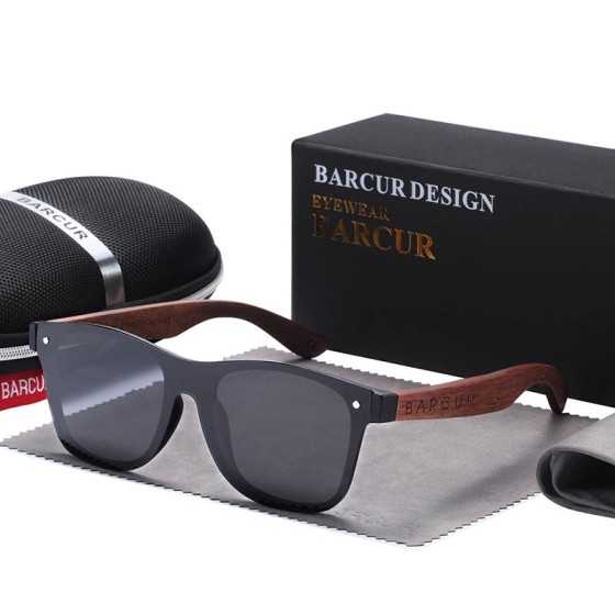 Gafas De Sol De madera BARCUR, gafas De Sol De nogal negro Natural par