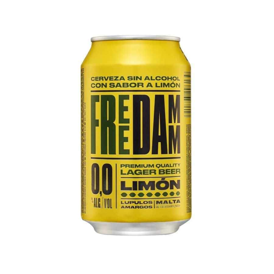 FREE DAMM Cerveza (0,0% alcohol) con sabor a limón lata de 33 cl