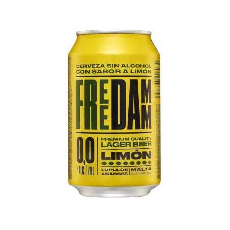 FREE DAMM Cerveza (0,0% alcohol) con sabor a limón lata de 33 cl