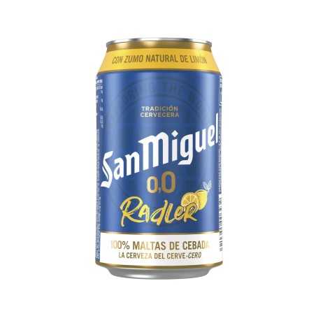 SAN MIGUEL RADLER Cerveza (0,0% alcohol) con sabor a limón lata de 33 cl